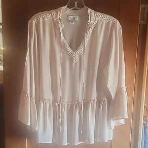 Myra Bag Ivory Flowy Peasant Top Size M